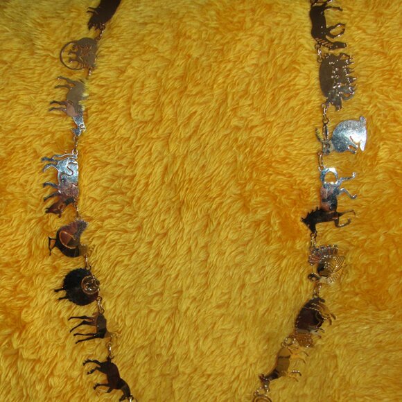 AMAZING-BARNYARD-NECKLACE-LINKS-PIG-HORSE-COW-SHEEP-GOLD-WILD BRYDE-UNIQUE! - Picture 4 of 13